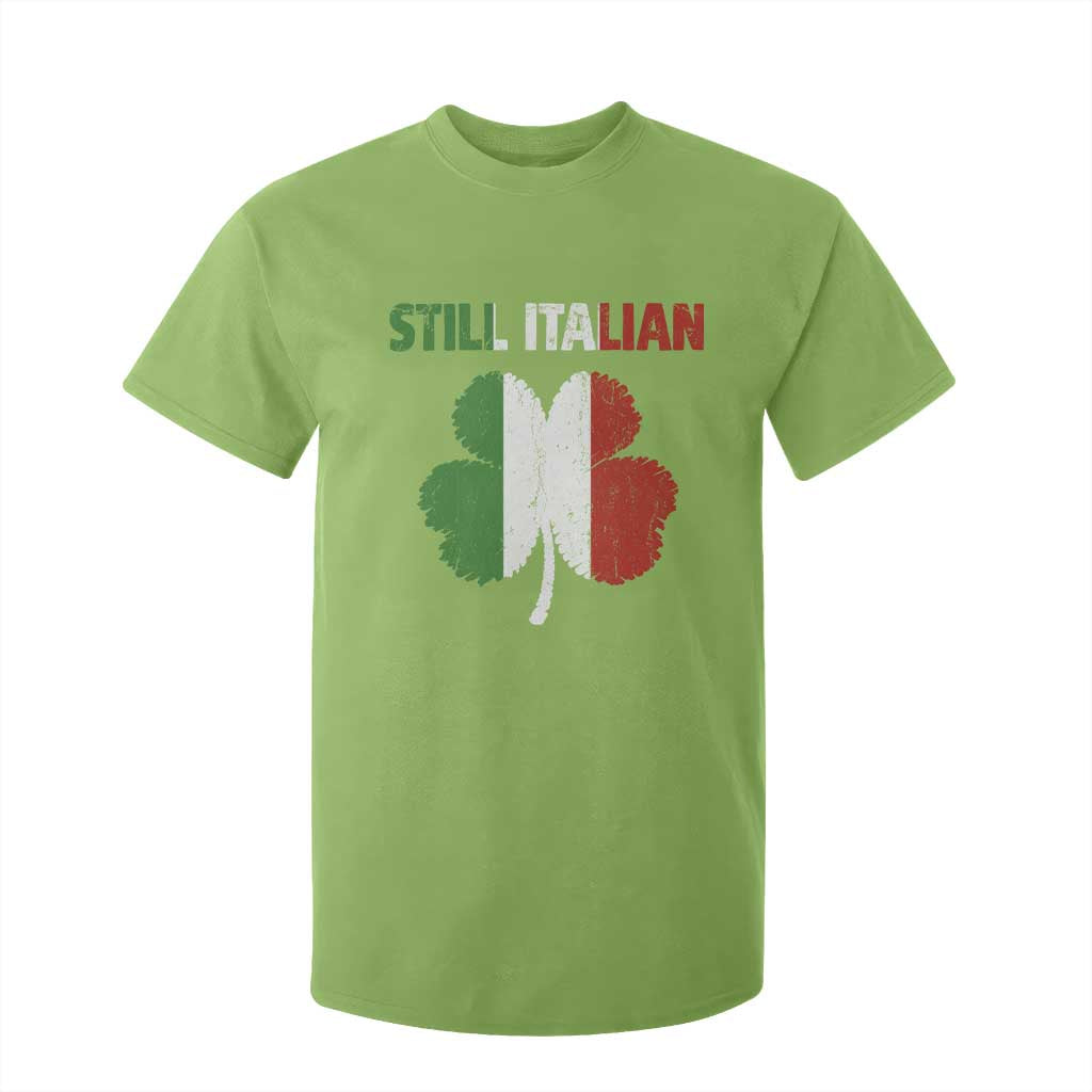 St Patricks Day Still Italian T Shirt For Kid Funny Retro Shamrock Italy Flag TS10 Lime Print Your Wear
