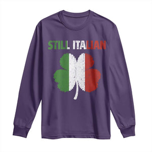 St Patricks Day Still Italian Long Sleeve Shirt Funny Retro Shamrock Italy Flag TS10 Purple Print Your Wear