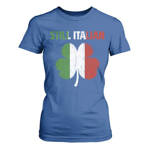 St Patricks Day Still Italian T Shirt For Women Funny Retro Shamrock Italy Flag TS10 Royal Blue Print Your Wear
