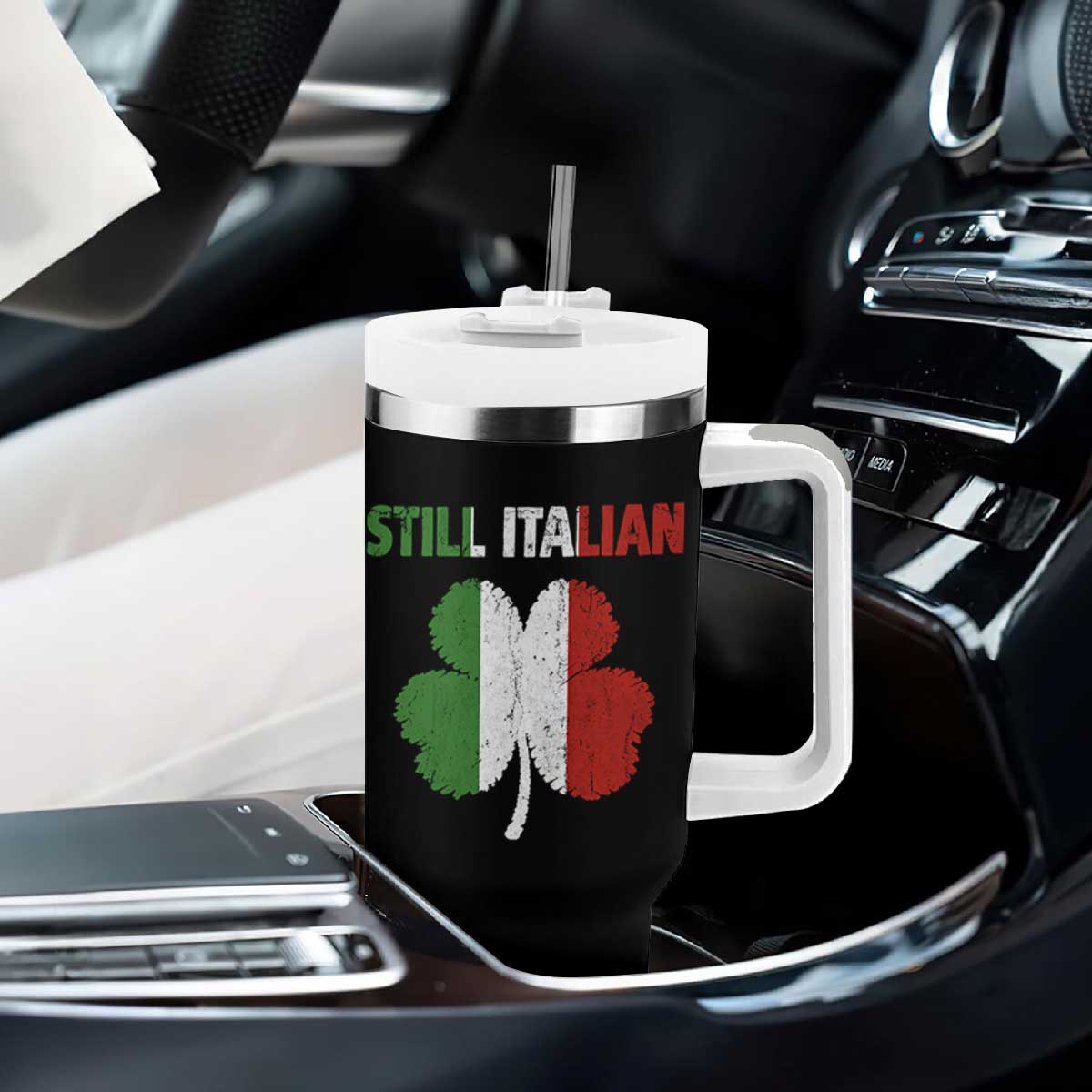St Patricks Day Still Italian Tumbler With Handle Funny Retro Shamrock Italy Flag TS10 Print Your Wear