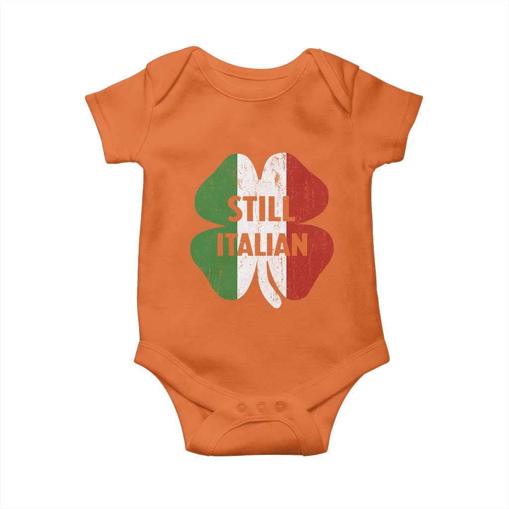 Funny St Patricks Day Italian Baby Onesie Retro Vintage Shamrock Italy Flag TS10 Orange Print Your Wear
