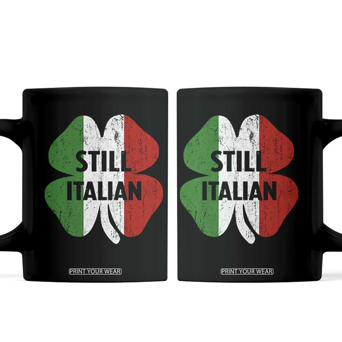 Funny St Patricks Day Italian Coffee Mug Retro Vintage Shamrock Italy Flag TS10 Black Print Your Wear