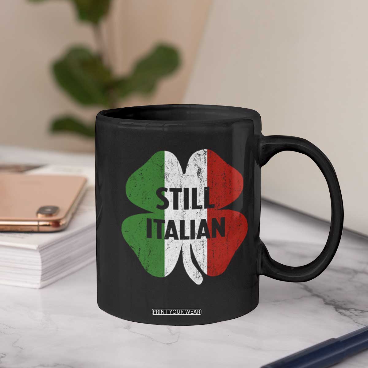 Funny St Patricks Day Italian Coffee Mug Retro Vintage Shamrock Italy Flag TS10 Print Your Wear