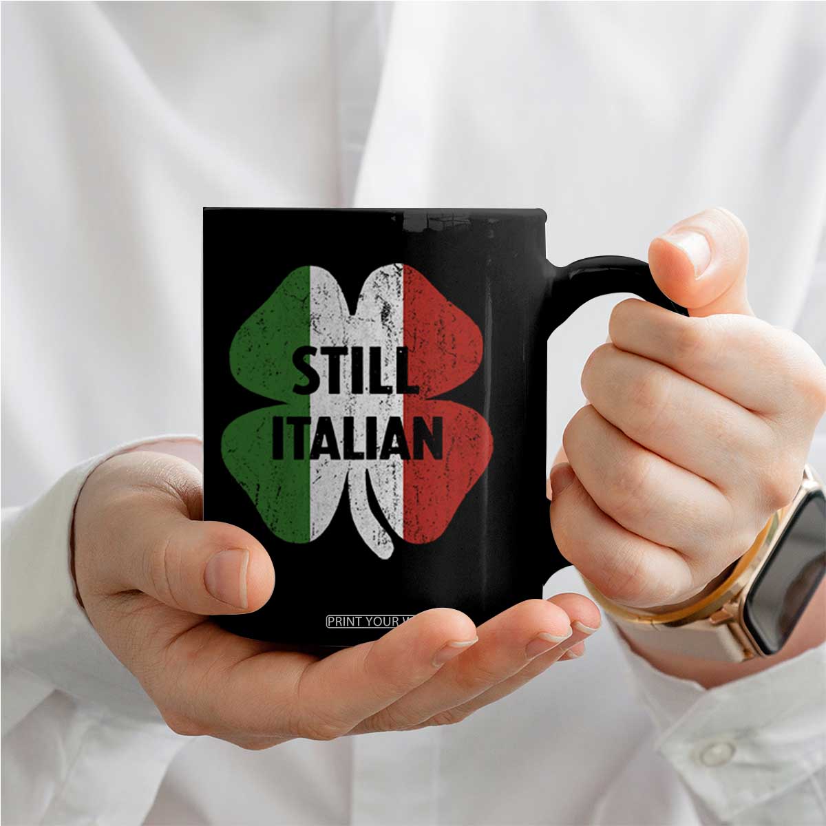 Funny St Patricks Day Italian Coffee Mug Retro Vintage Shamrock Italy Flag TS10 Print Your Wear