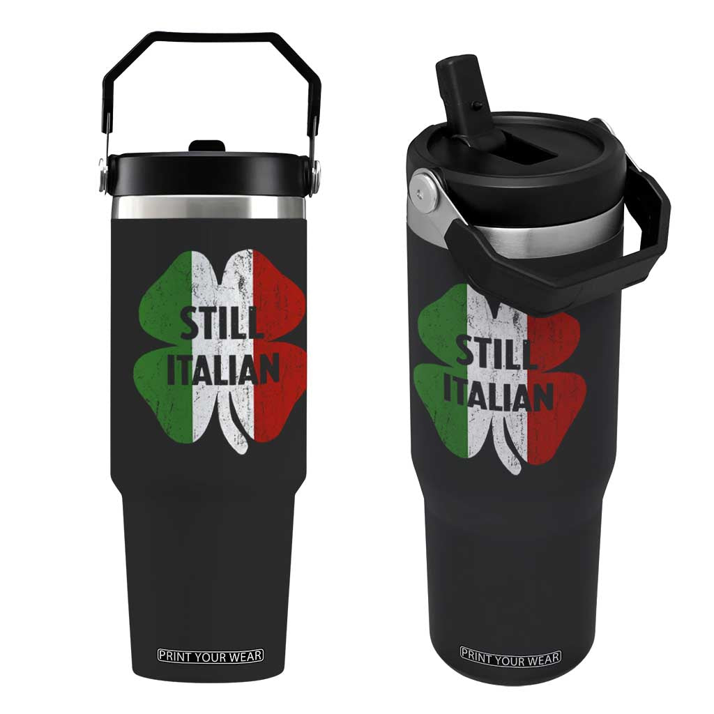 Funny St Patricks Day Italian Flip Straw Tumbler Retro Vintage Shamrock Italy Flag TS10 One Size: 30 oz Black Print Your Wear