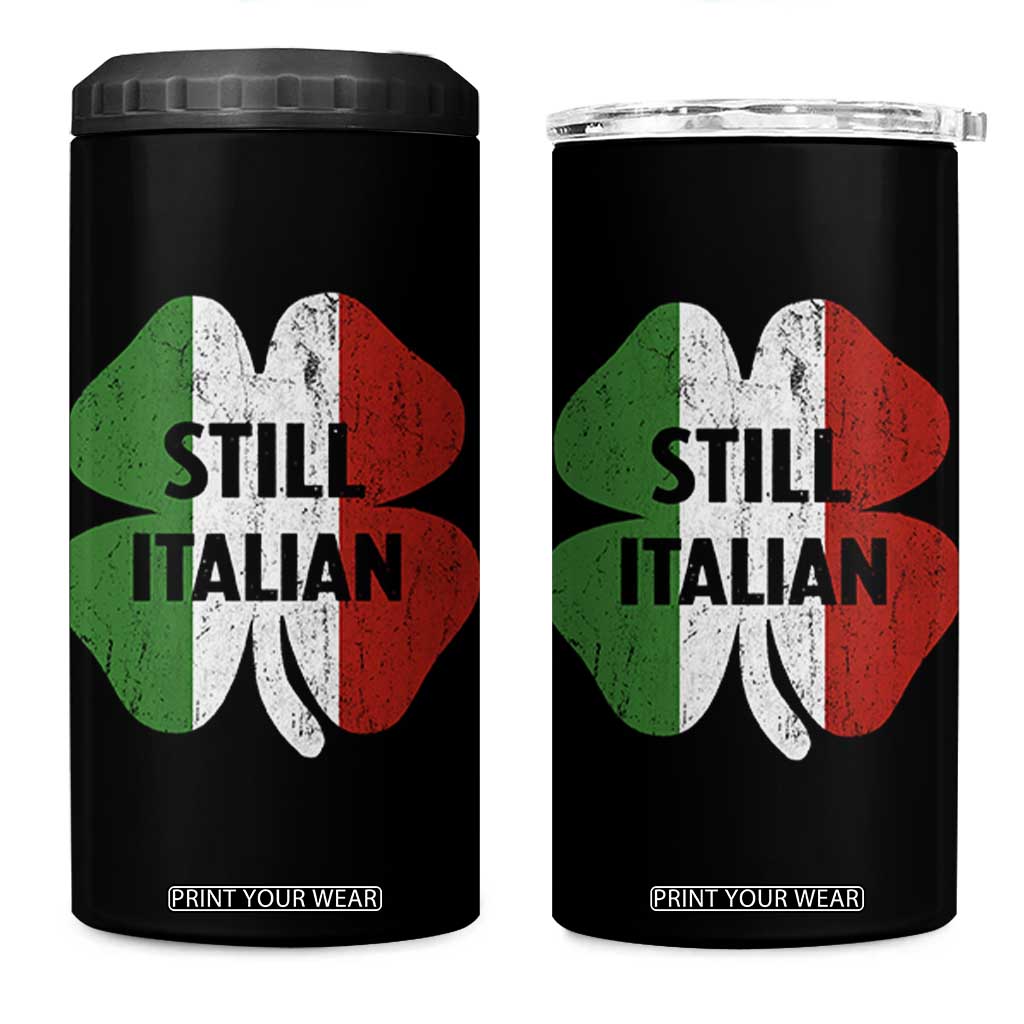 Funny St Patricks Day Italian 4 in 1 Can Cooler Tumbler Retro Vintage Shamrock Italy Flag TS10 One Size: 16 oz Black Print Your Wear