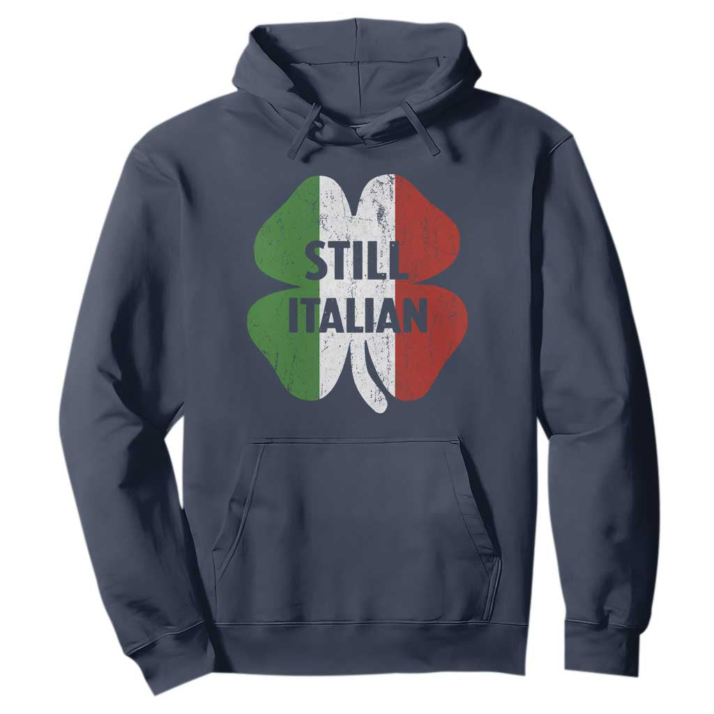 Funny St Patricks Day Italian Hoodie Retro Vintage Shamrock Italy Flag TS10 Navy Print Your Wear
