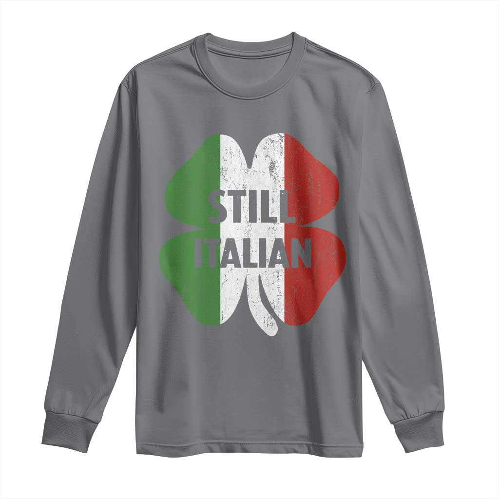Funny St Patricks Day Italian Long Sleeve Shirt Retro Vintage Shamrock Italy Flag TS10 Charcoal Print Your Wear
