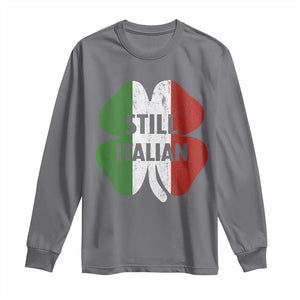 Funny St Patricks Day Italian Long Sleeve Shirt Retro Vintage Shamrock Italy Flag TS10 Charcoal Print Your Wear