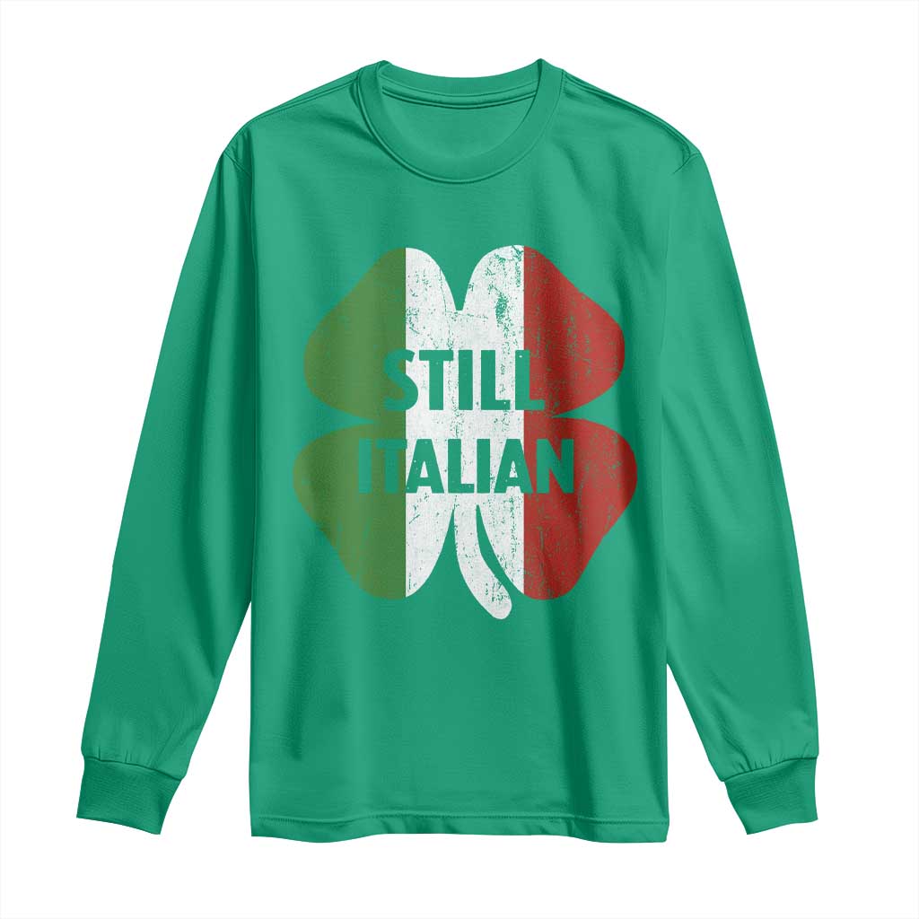 Funny St Patricks Day Italian Long Sleeve Shirt Retro Vintage Shamrock Italy Flag TS10 Irish Green Print Your Wear
