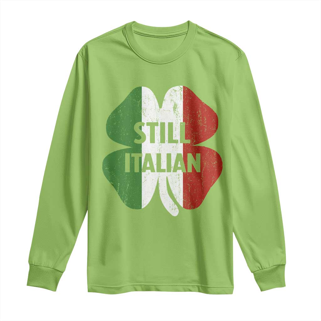 Funny St Patricks Day Italian Long Sleeve Shirt Retro Vintage Shamrock Italy Flag TS10 Lime Print Your Wear