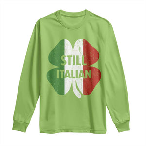 Funny St Patricks Day Italian Long Sleeve Shirt Retro Vintage Shamrock Italy Flag TS10 Lime Print Your Wear