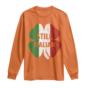 Funny St Patricks Day Italian Long Sleeve Shirt Retro Vintage Shamrock Italy Flag TS10 Orange Print Your Wear