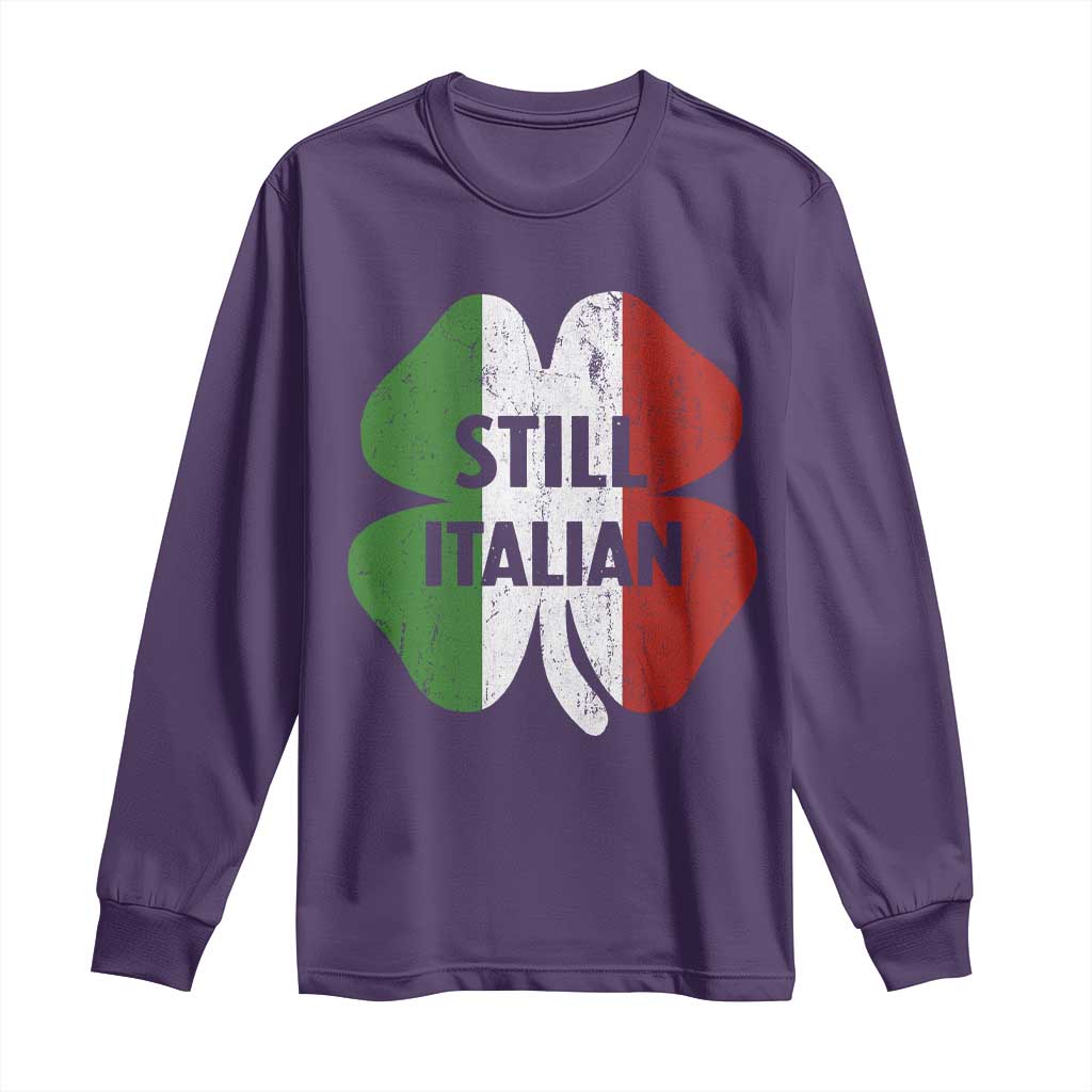 Funny St Patricks Day Italian Long Sleeve Shirt Retro Vintage Shamrock Italy Flag TS10 Purple Print Your Wear