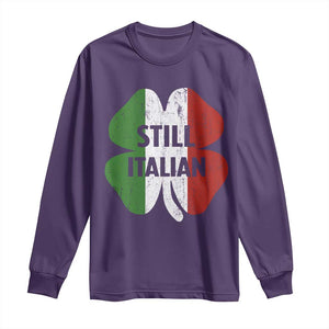 Funny St Patricks Day Italian Long Sleeve Shirt Retro Vintage Shamrock Italy Flag TS10 Purple Print Your Wear