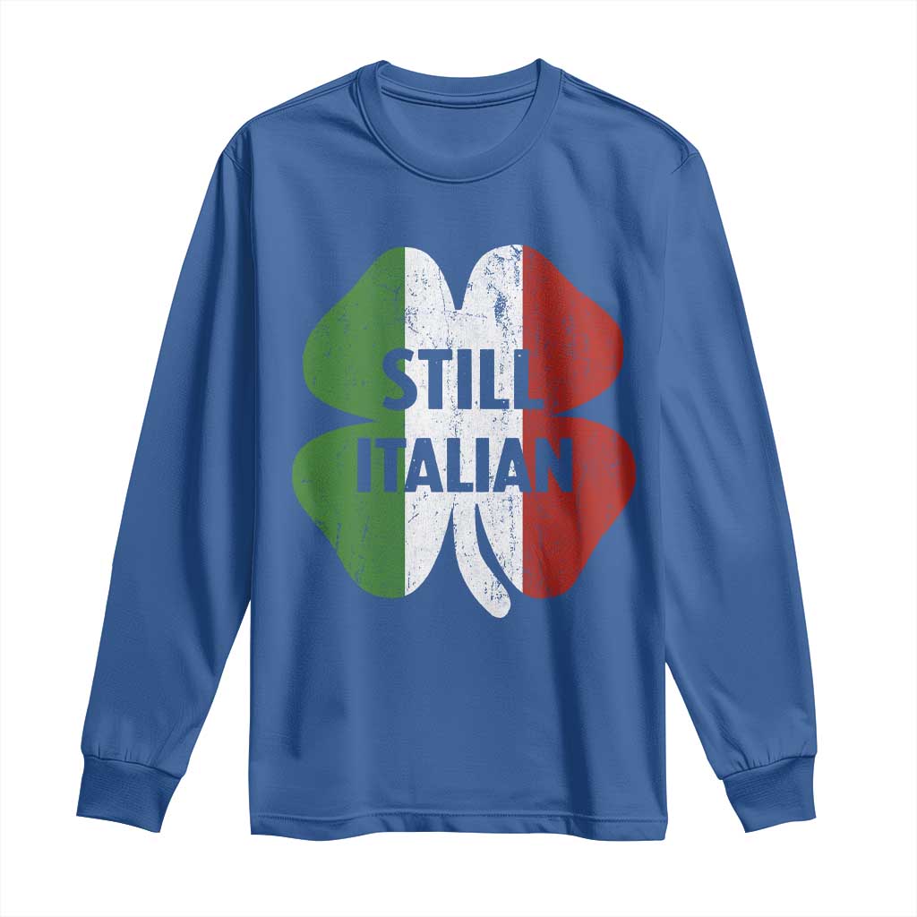 Funny St Patricks Day Italian Long Sleeve Shirt Retro Vintage Shamrock Italy Flag TS10 Royal Blue Print Your Wear