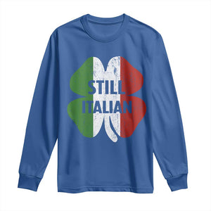 Funny St Patricks Day Italian Long Sleeve Shirt Retro Vintage Shamrock Italy Flag TS10 Royal Blue Print Your Wear