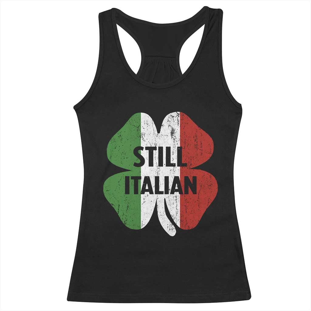 Funny St Patricks Day Italian Racerback Tank Top Retro Vintage Shamrock Italy Flag TS10 Black Print Your Wear