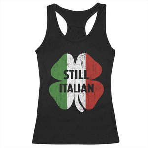 Funny St Patricks Day Italian Racerback Tank Top Retro Vintage Shamrock Italy Flag TS10 Black Print Your Wear