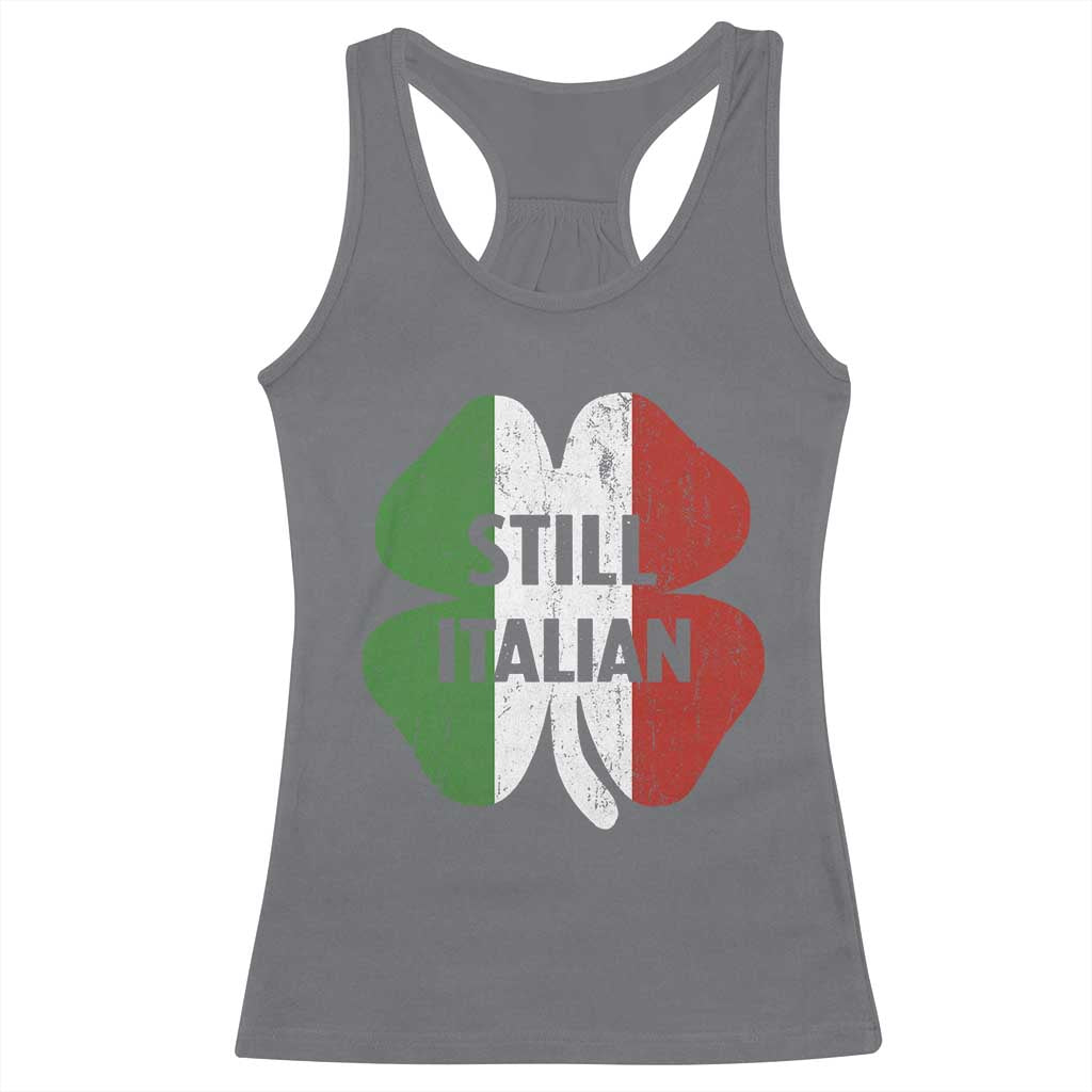 Funny St Patricks Day Italian Racerback Tank Top Retro Vintage Shamrock Italy Flag TS10 Charcoal Print Your Wear