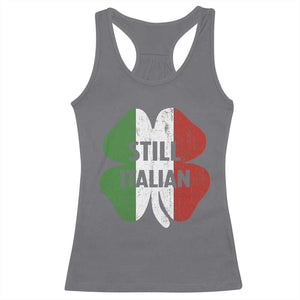 Funny St Patricks Day Italian Racerback Tank Top Retro Vintage Shamrock Italy Flag TS10 Charcoal Print Your Wear