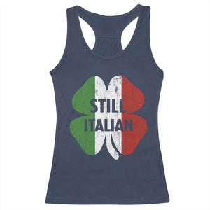 Funny St Patricks Day Italian Racerback Tank Top Retro Vintage Shamrock Italy Flag TS10 Navy Print Your Wear