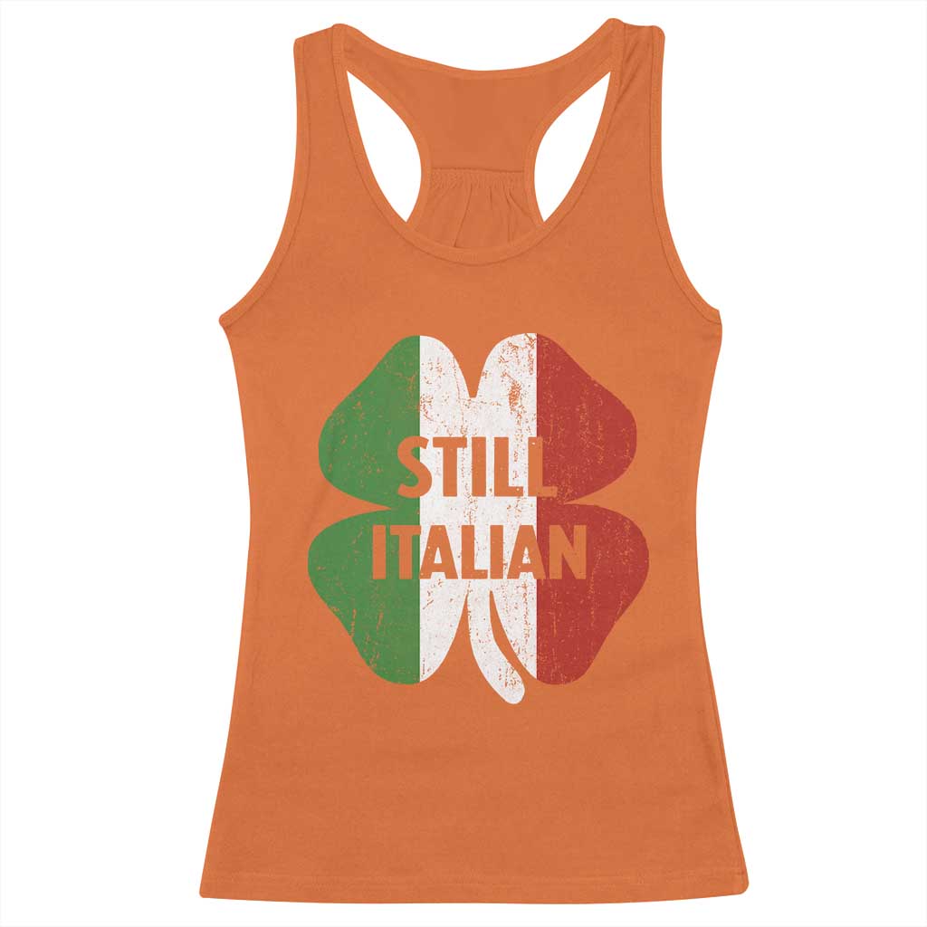 Funny St Patricks Day Italian Racerback Tank Top Retro Vintage Shamrock Italy Flag TS10 Orange Print Your Wear
