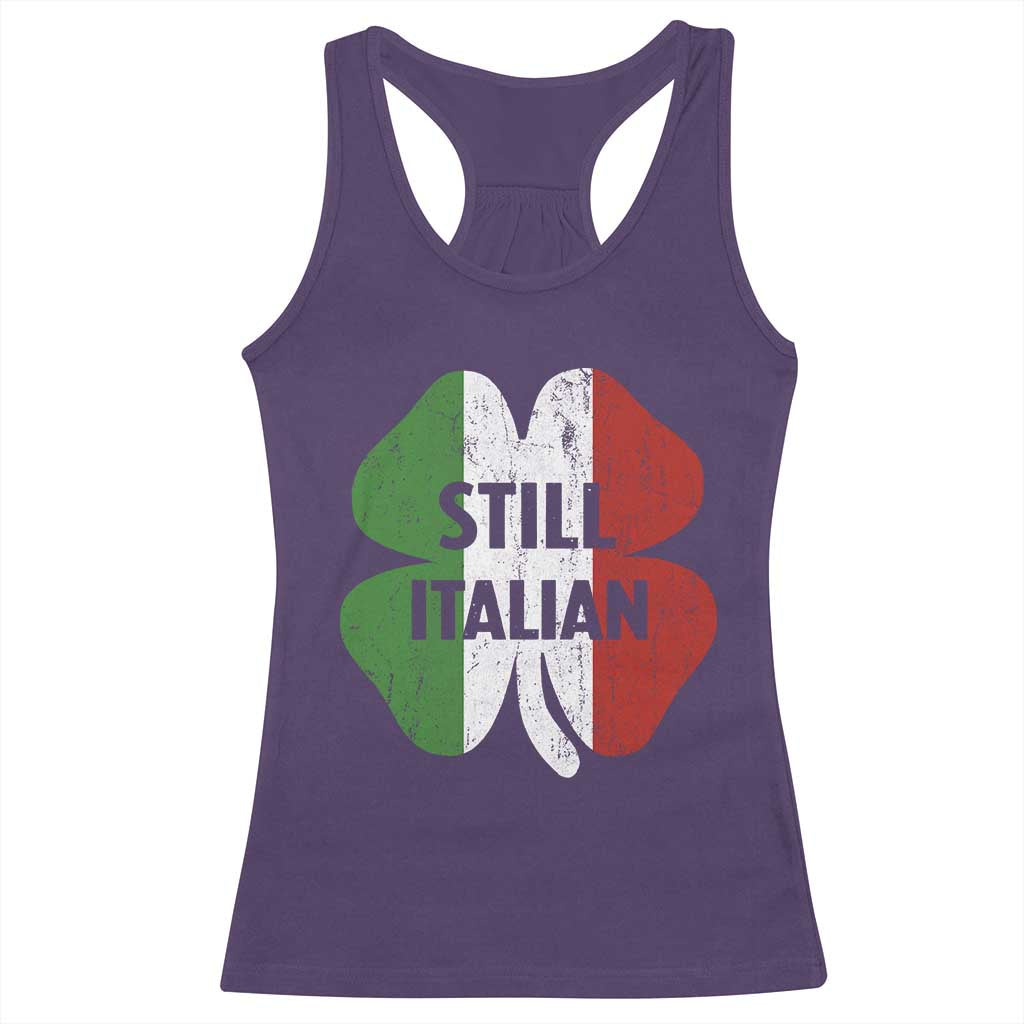 Funny St Patricks Day Italian Racerback Tank Top Retro Vintage Shamrock Italy Flag TS10 Purple Print Your Wear