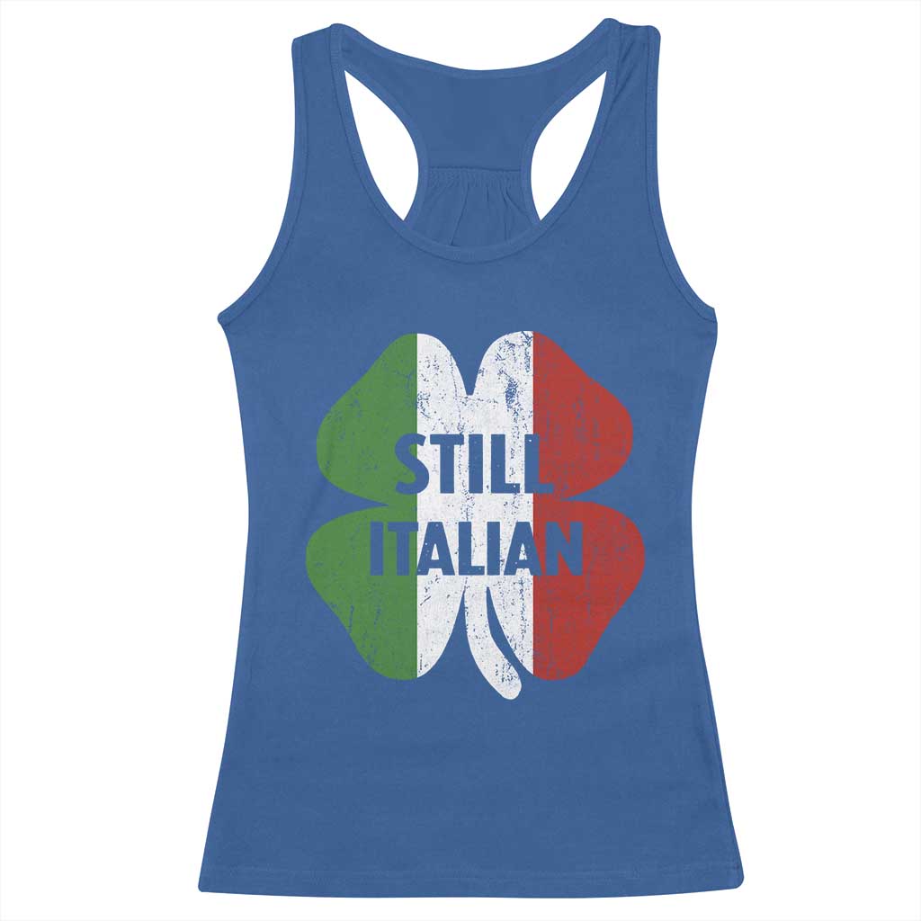Funny St Patricks Day Italian Racerback Tank Top Retro Vintage Shamrock Italy Flag TS10 Royal Blue Print Your Wear
