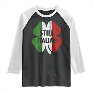 Funny St Patricks Day Italian Raglan Shirt Retro Vintage Shamrock Italy Flag TS10 Black White Print Your Wear