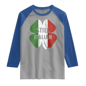 Funny St Patricks Day Italian Raglan Shirt Retro Vintage Shamrock Italy Flag TS10 Sport Gray Royal Print Your Wear