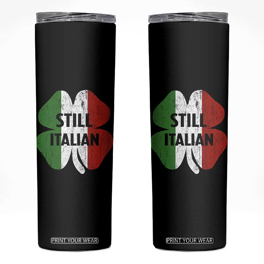 Funny St Patricks Day Italian Skinny Tumbler Retro Vintage Shamrock Italy Flag TS10 Black Print Your Wear