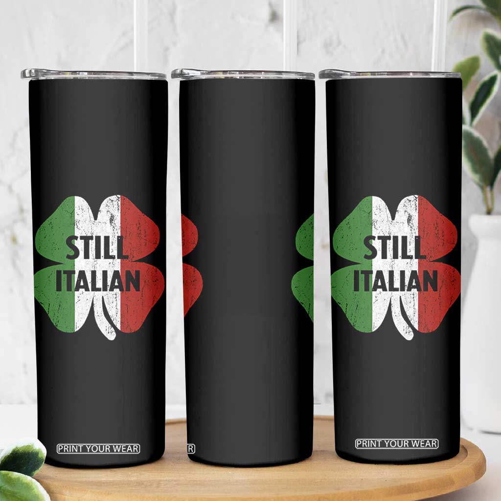 Funny St Patricks Day Italian Skinny Tumbler Retro Vintage Shamrock Italy Flag TS10 Print Your Wear