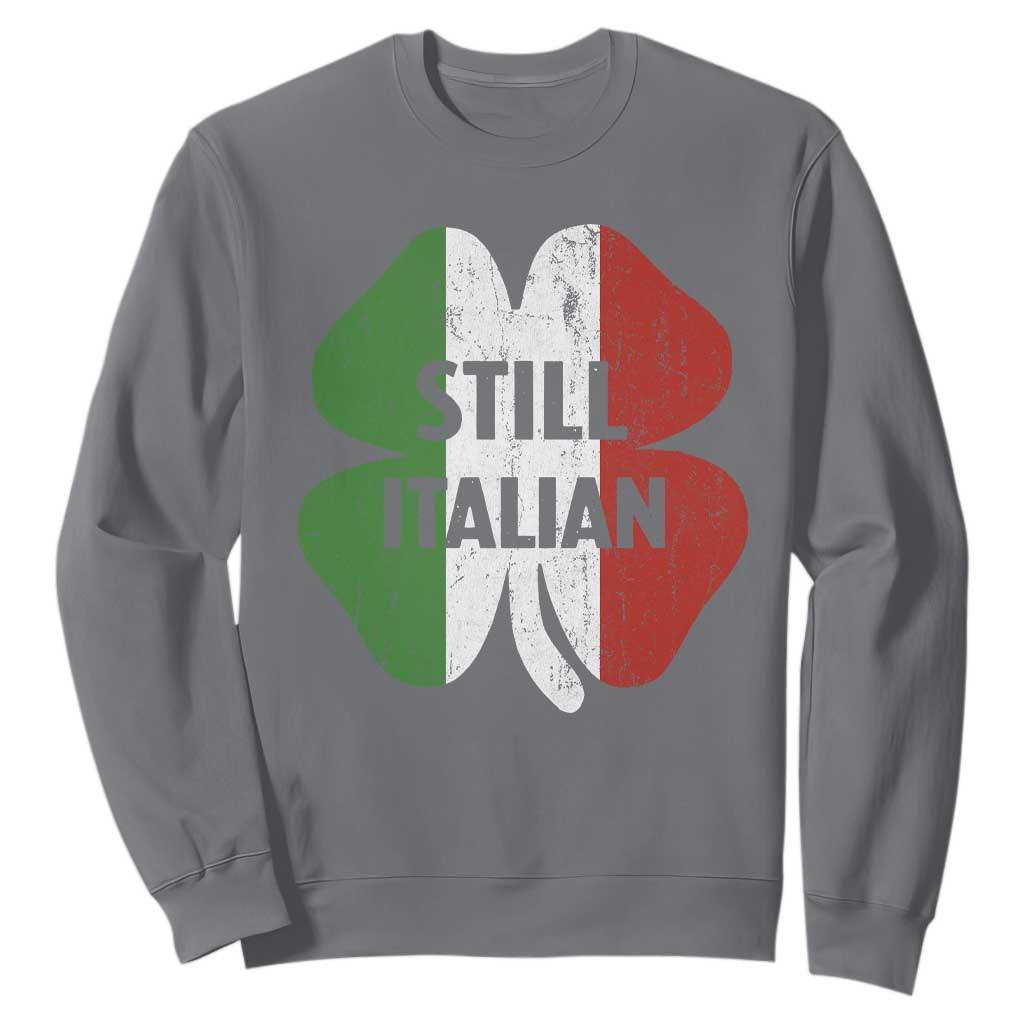 Funny St Patricks Day Italian Sweatshirt Retro Vintage Shamrock Italy Flag TS10 Charcoal Print Your Wear