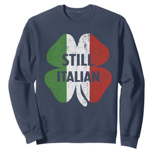 Funny St Patricks Day Italian Sweatshirt Retro Vintage Shamrock Italy Flag TS10 Navy Print Your Wear