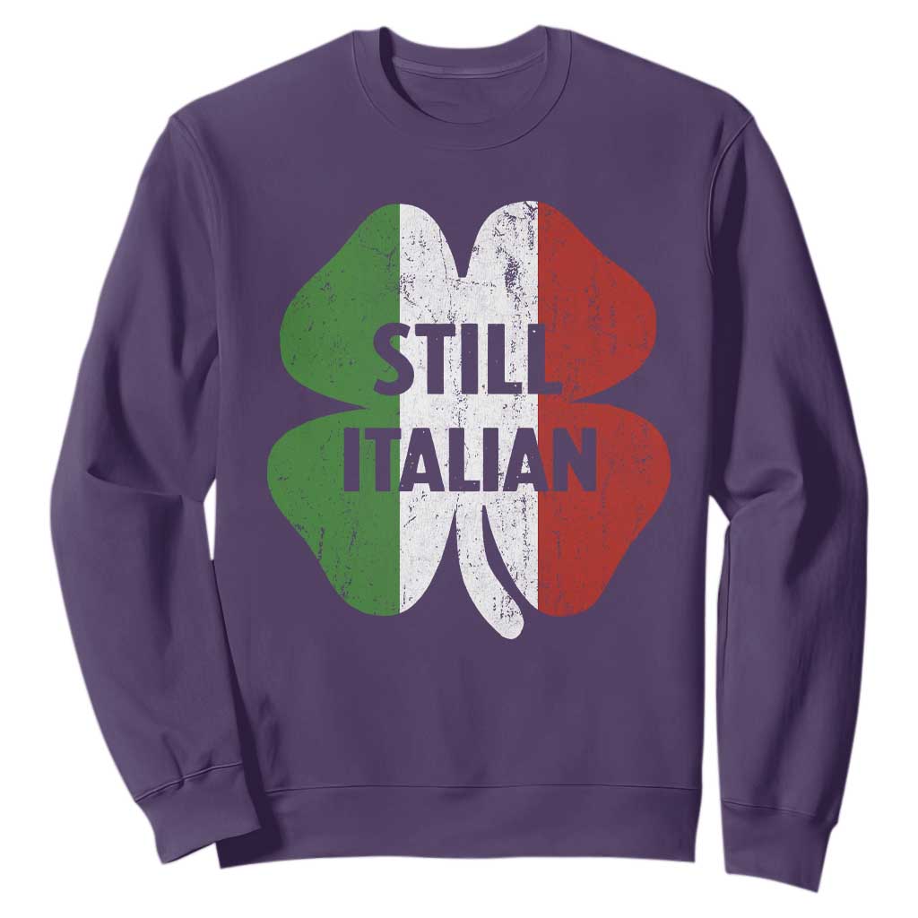 Funny St Patricks Day Italian Sweatshirt Retro Vintage Shamrock Italy Flag TS10 Purple Print Your Wear