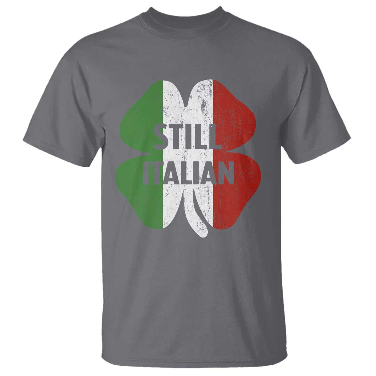 Funny St Patricks Day Italian T Shirt Retro Vintage Shamrock Italy Flag TS10 Charcoal Print Your Wear