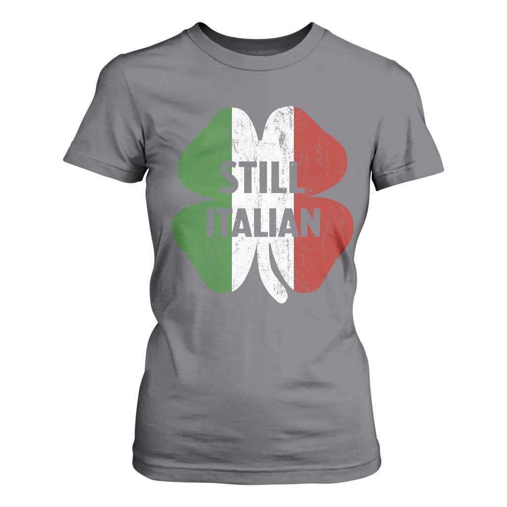 Funny St Patricks Day Italian T Shirt For Women Retro Vintage Shamrock Italy Flag TS10 Charcoal Print Your Wear