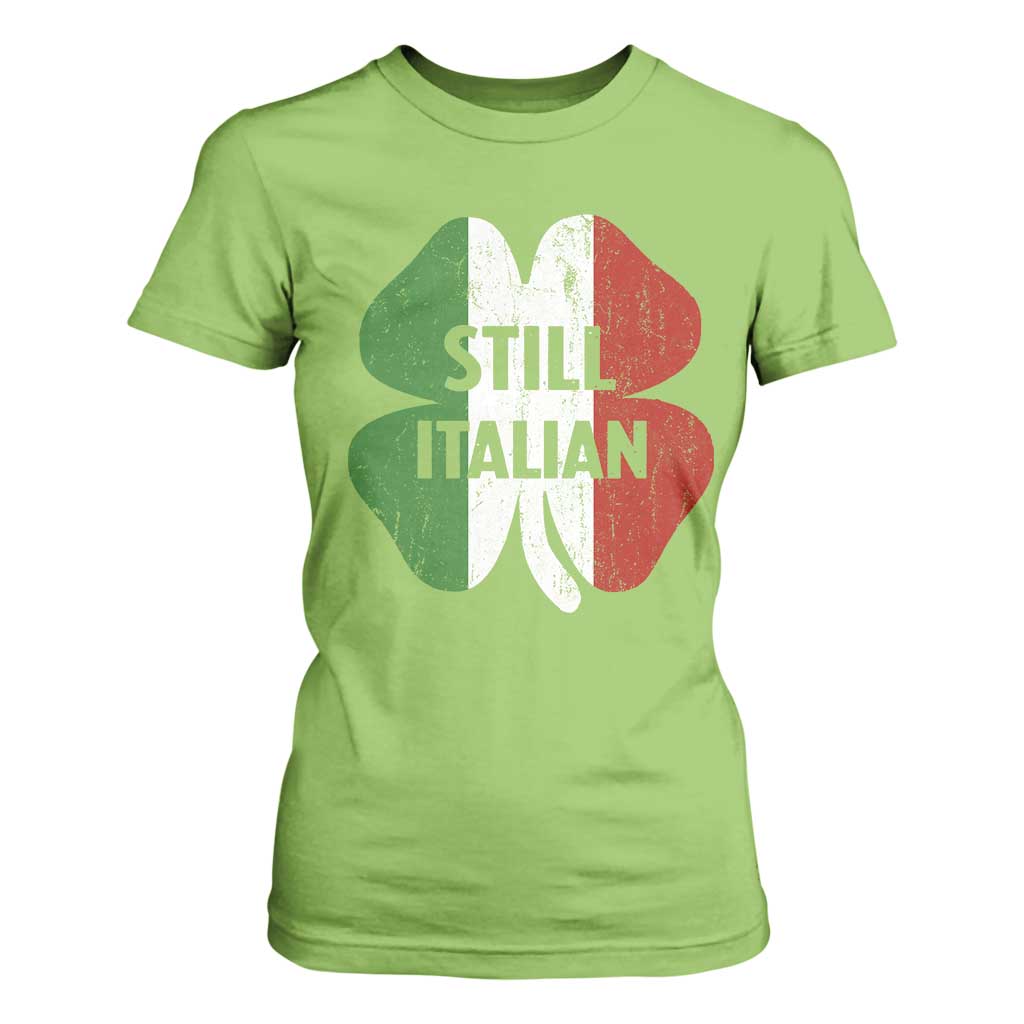 Funny St Patricks Day Italian T Shirt For Women Retro Vintage Shamrock Italy Flag TS10 Lime Print Your Wear