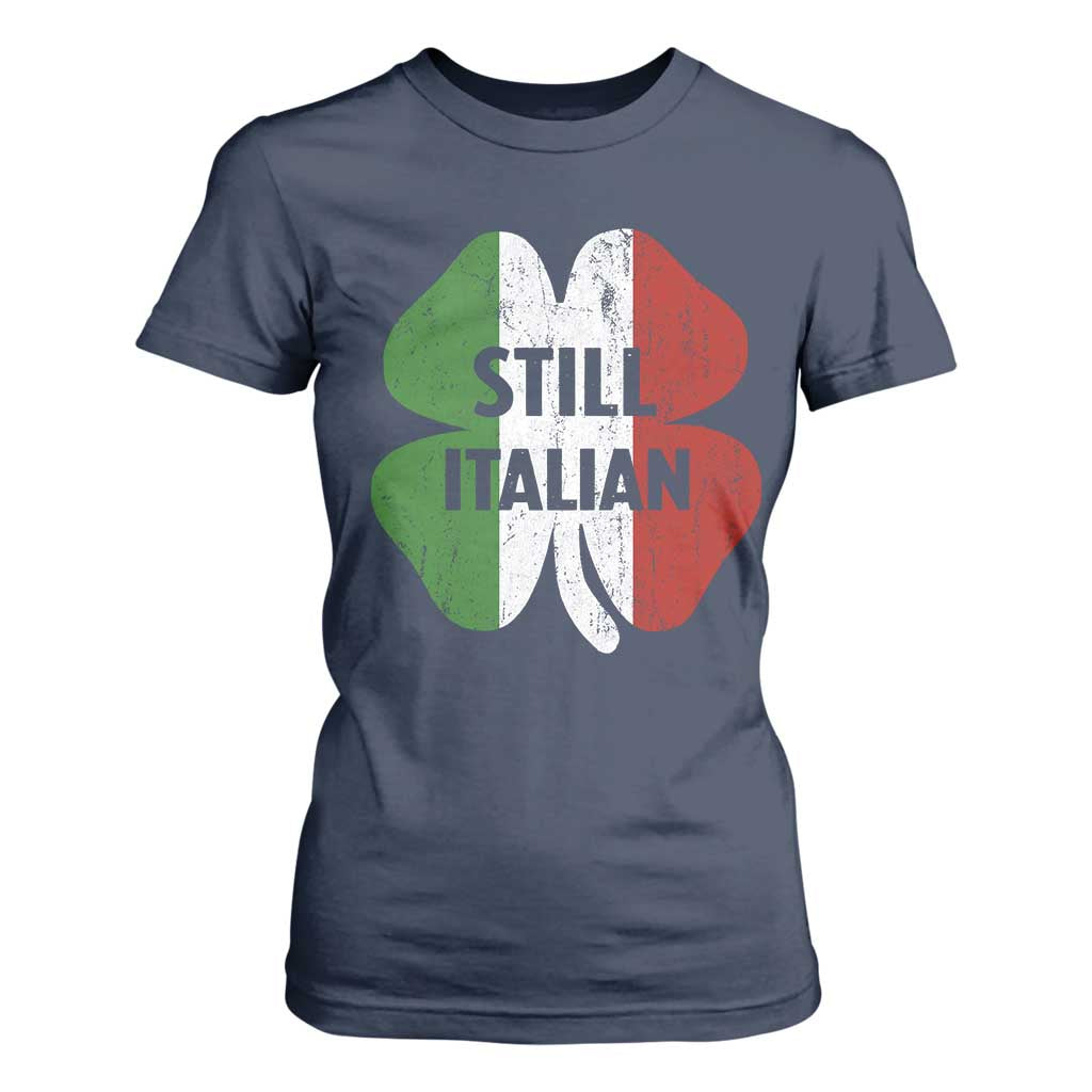 Funny St Patricks Day Italian T Shirt For Women Retro Vintage Shamrock Italy Flag TS10 Navy Print Your Wear