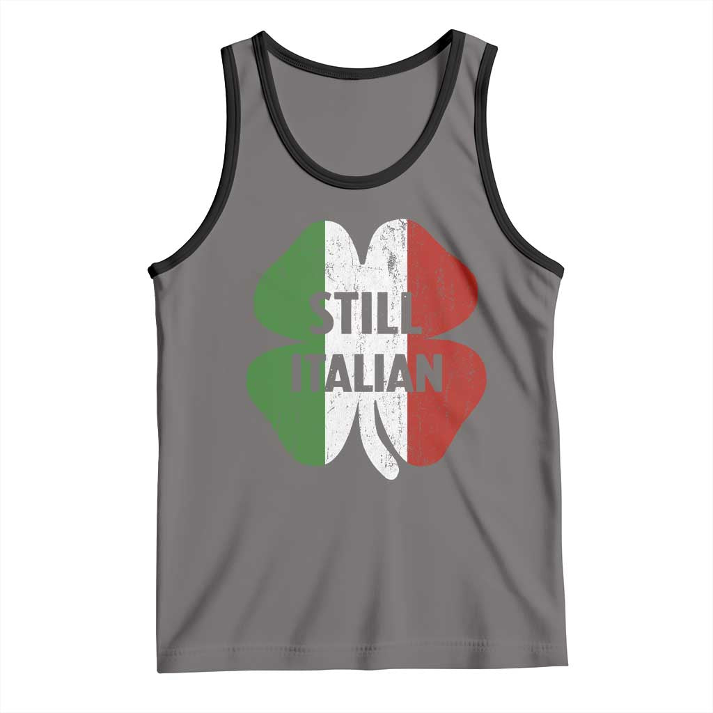 Funny St Patricks Day Italian Tank Top Retro Vintage Shamrock Italy Flag TS10 Deep Heather Black Print Your Wear