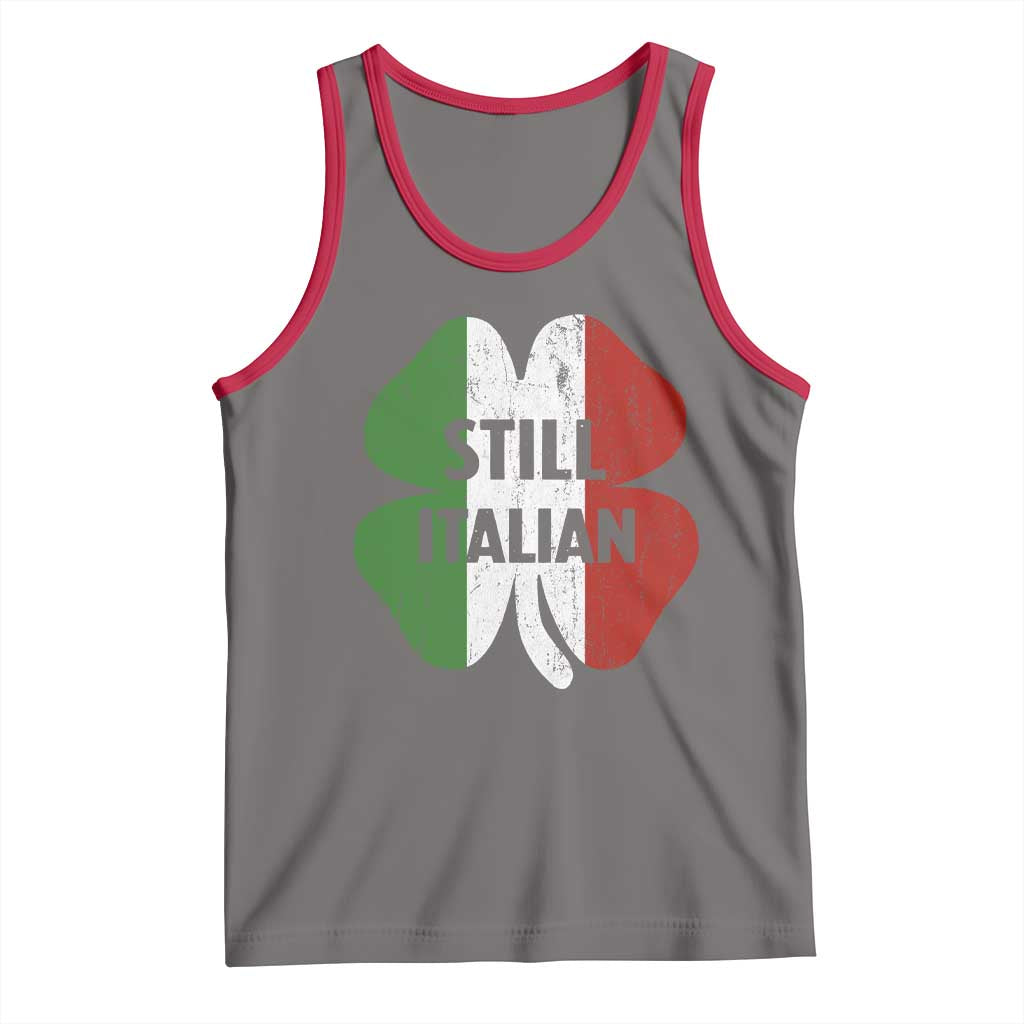 Funny St Patricks Day Italian Tank Top Retro Vintage Shamrock Italy Flag TS10 Deep Heather Red Print Your Wear