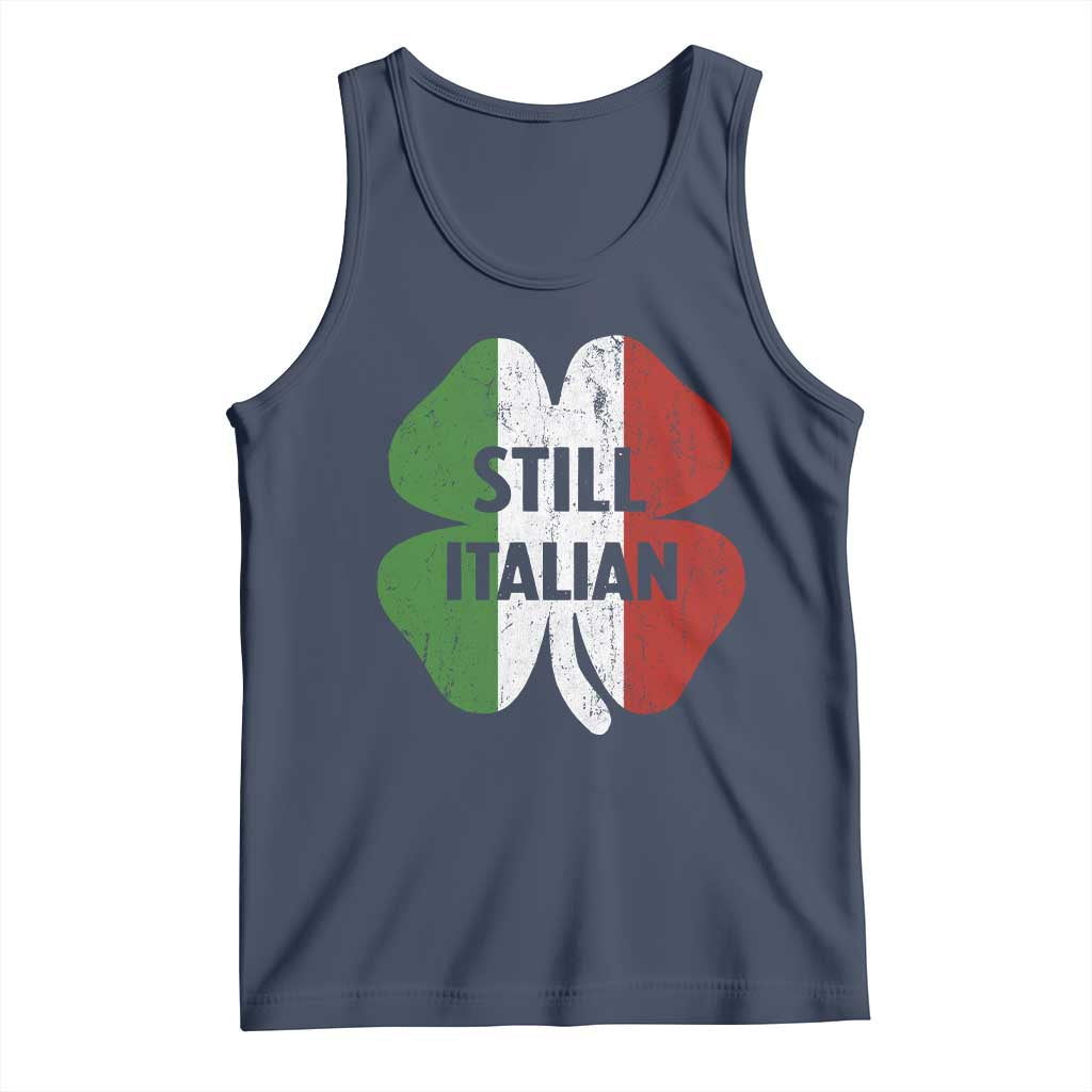 Funny St Patricks Day Italian Tank Top Retro Vintage Shamrock Italy Flag TS10 Navy Print Your Wear