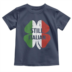 Funny St Patricks Day Italian Toddler T Shirt Retro Vintage Shamrock Italy Flag TS10 Navy Print Your Wear