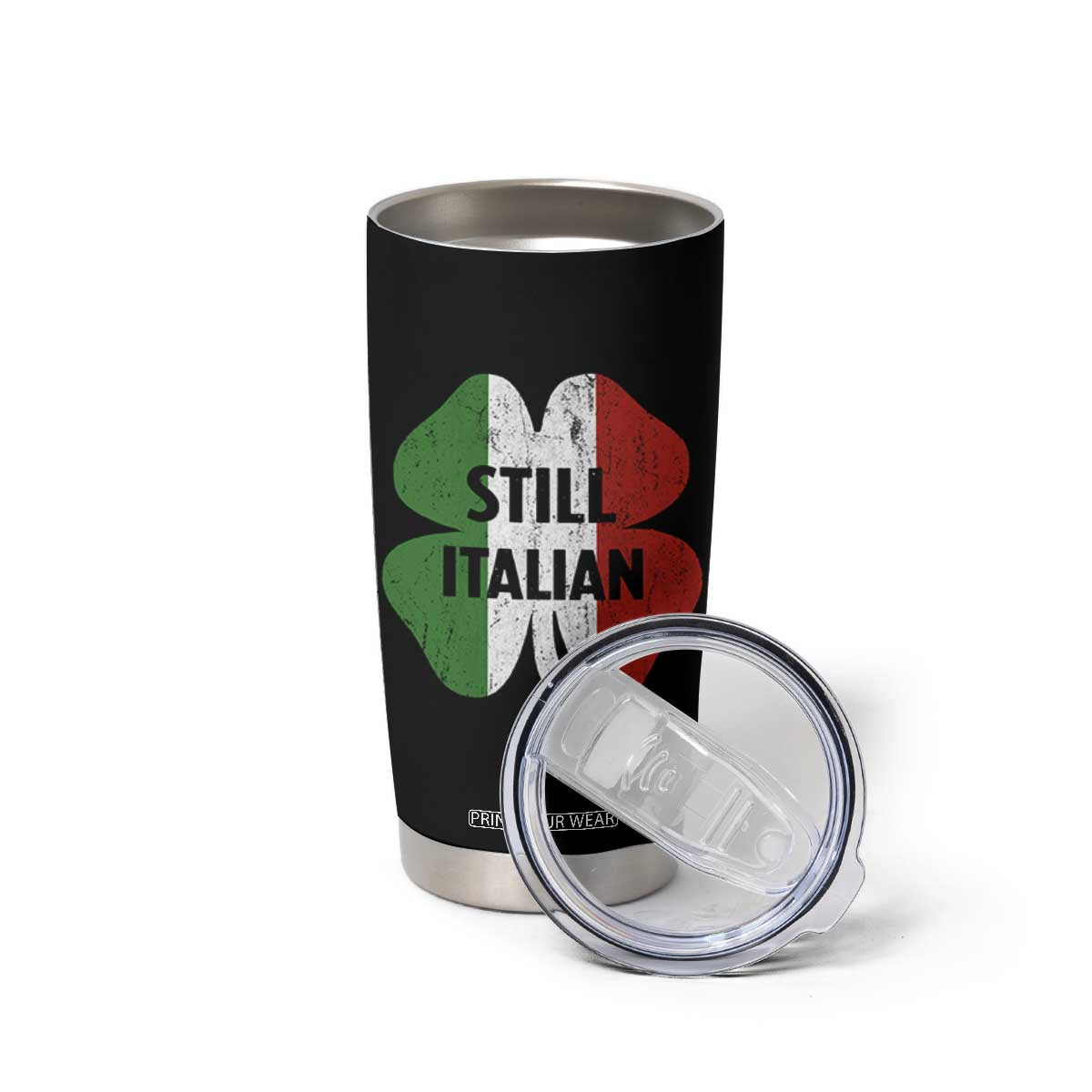Funny St Patricks Day Italian Tumbler Cup Retro Vintage Shamrock Italy Flag TS10 Print Your Wear
