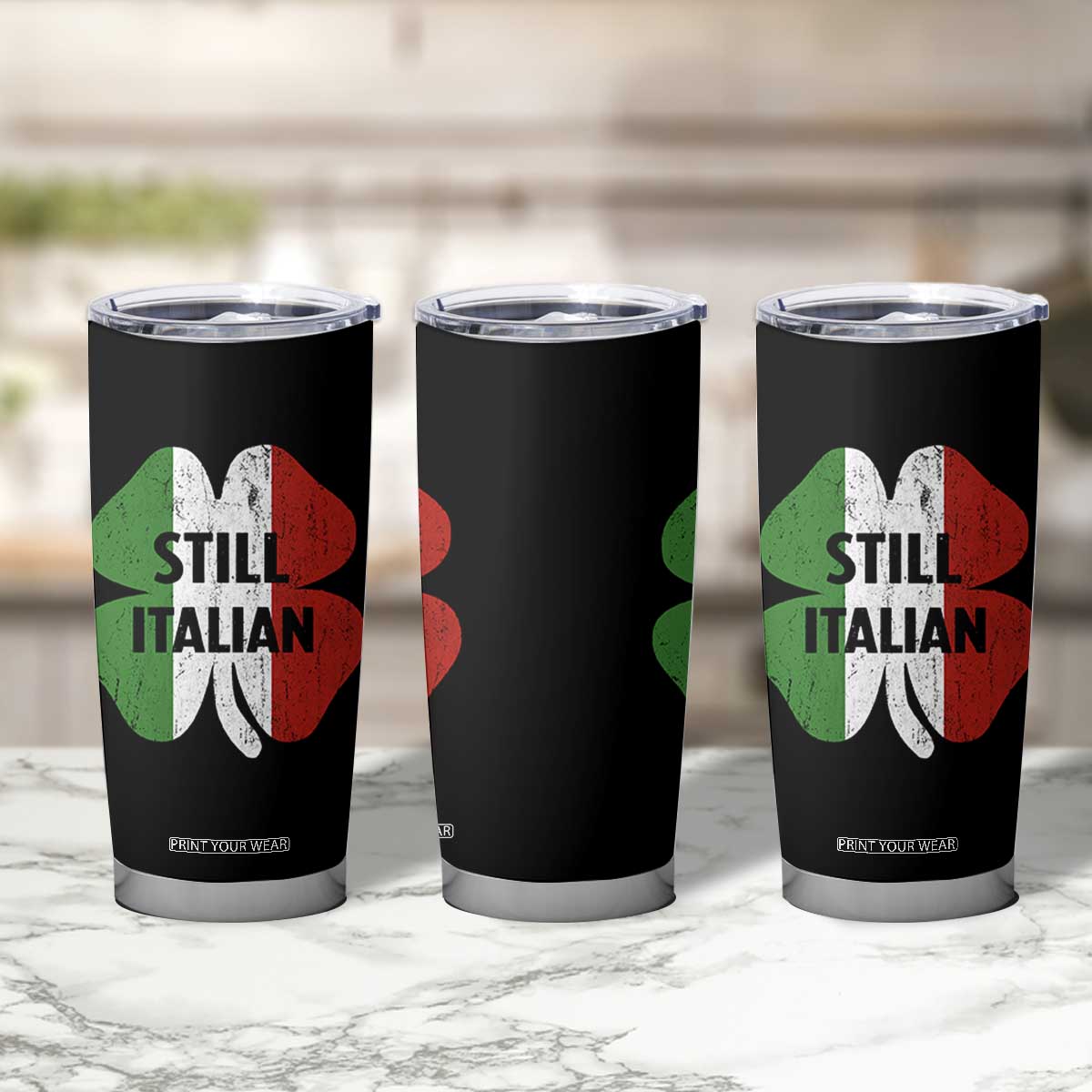 Funny St Patricks Day Italian Tumbler Cup Retro Vintage Shamrock Italy Flag TS10 Print Your Wear