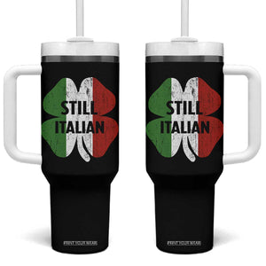 Funny St Patricks Day Italian Tumbler With Handle Retro Vintage Shamrock Italy Flag TS10 One Size: 40 oz Black Print Your Wear