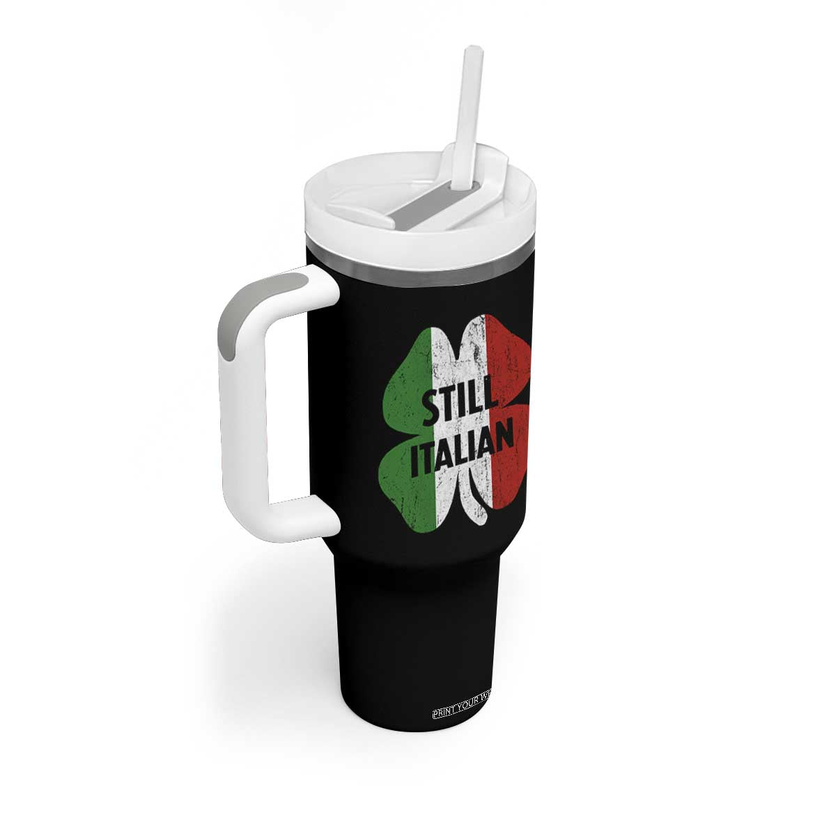 Funny St Patricks Day Italian Tumbler With Handle Retro Vintage Shamrock Italy Flag TS10 Print Your Wear