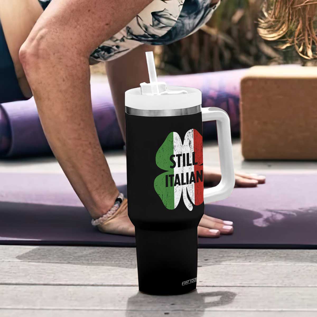 Funny St Patricks Day Italian Tumbler With Handle Retro Vintage Shamrock Italy Flag TS10 Print Your Wear