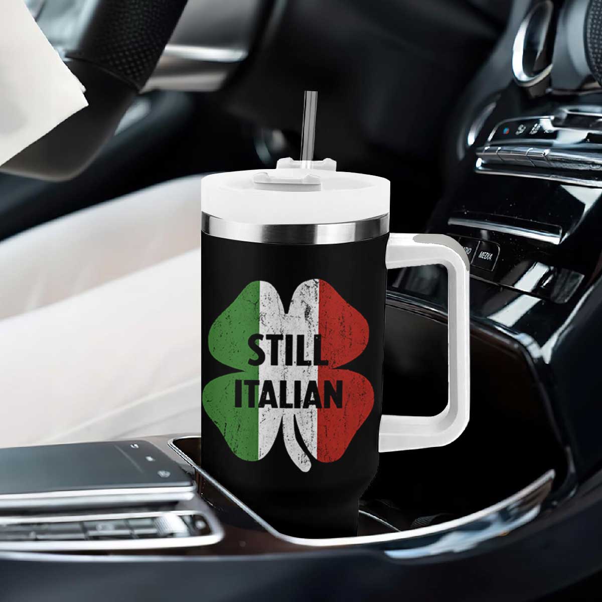 Funny St Patricks Day Italian Tumbler With Handle Retro Vintage Shamrock Italy Flag TS10 Print Your Wear